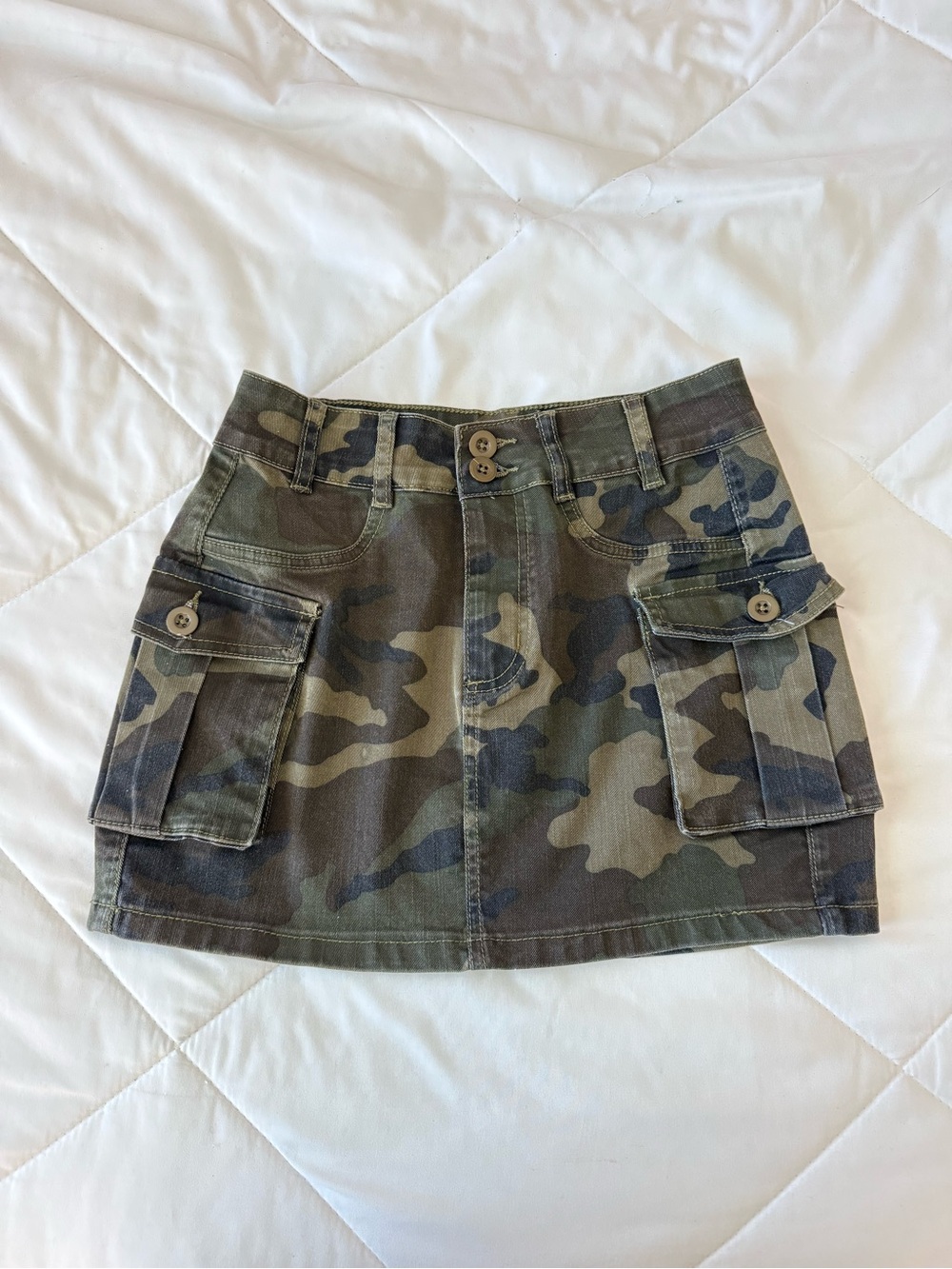Camo Cargo Mini Skirt in Olive Camo